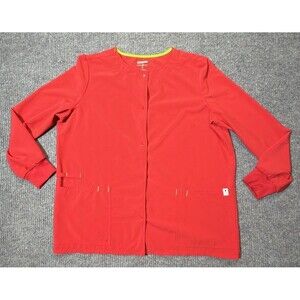 Scrubstar Womens Size Large Scrub Top Jacket Stretch Ethical Fabric Red Ruby Gem